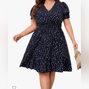 Floerns Women's V Neck Short Sleeve A Line Dress